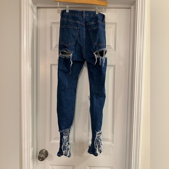 Loverly Fit distressed destroyed High Rise Denim Jeans size medium - Picture 2 of 5
